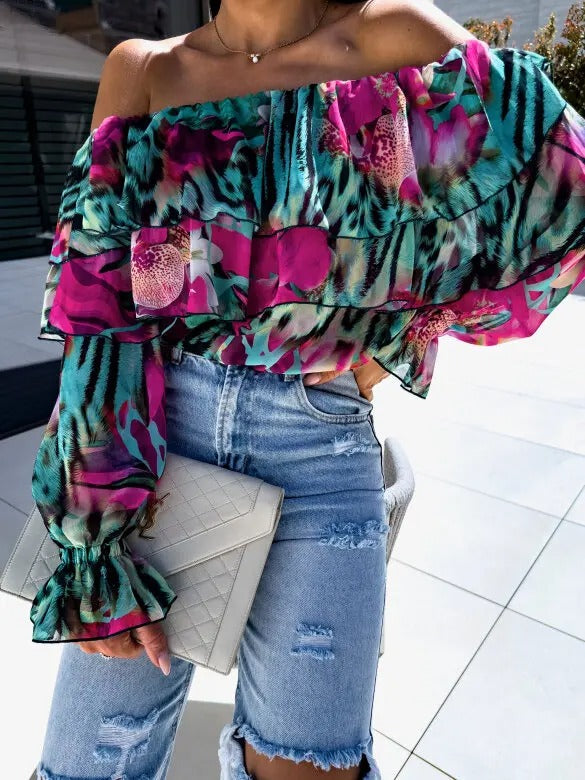 Chic Off-Shoulder Chiffon Blouse for Women