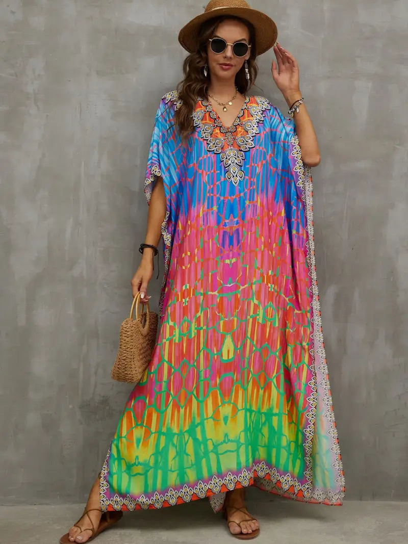 Summer Long Dress with V-Neck | Ideal for Everyday Wear