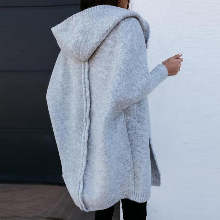 Ivyshape | Oversize Boxy-Long Sleeve Cardigan With Hood