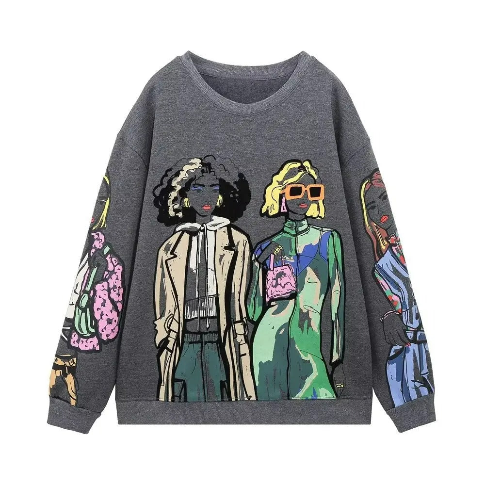 Ivyshape | Ladies Printed Sweatshirt Warm