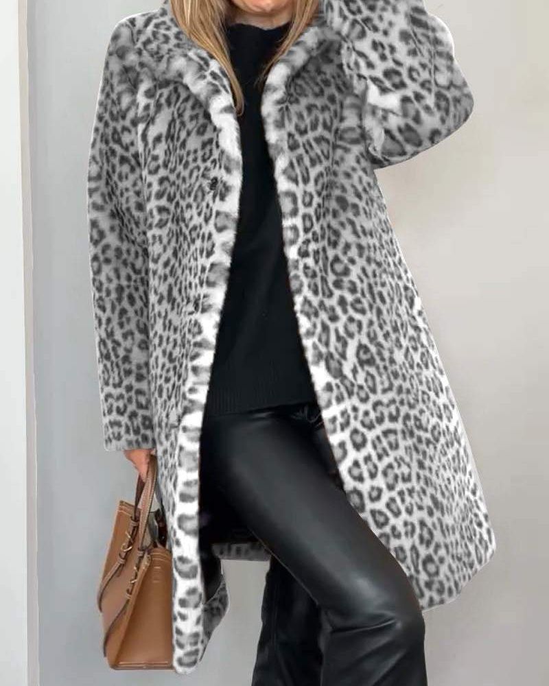 Ivyshape | Leopard Long Soft Jacket