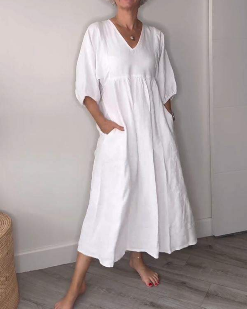 Ivyshape | Relaxed Elegance V-Neck Maxi Dress