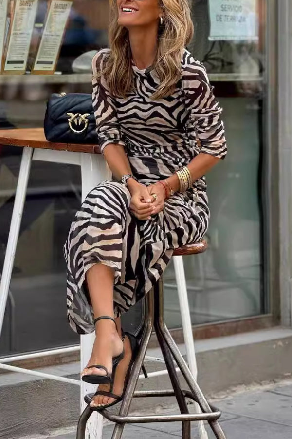 Ivyshape | Zebra Print Mirror Velvet Stretch Slim Fit Dress