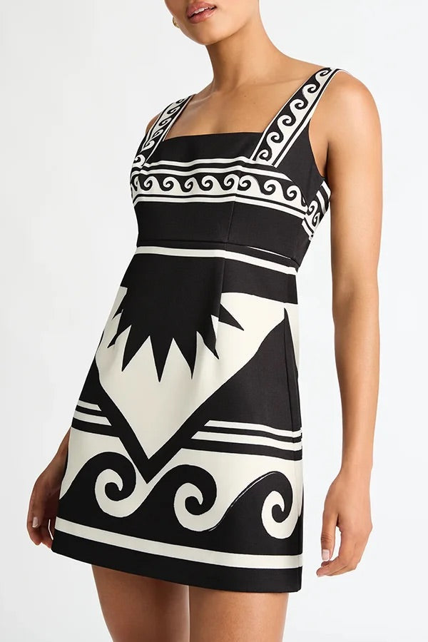 Ivyshape | The Coast Unique Print Sleeveless Square Neck Mini Dress