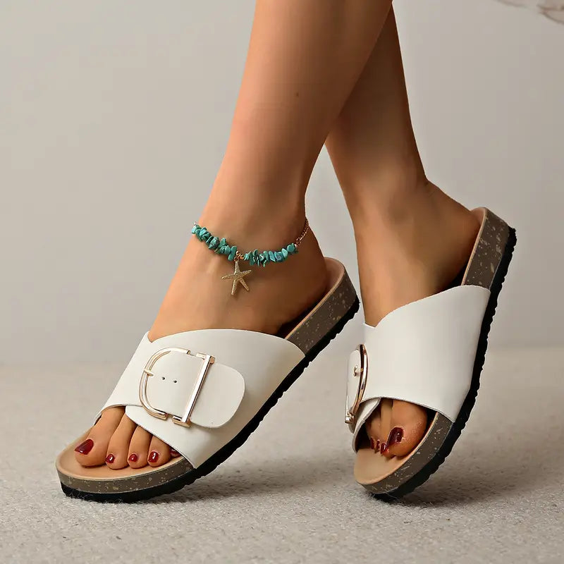 Ivyshape | Orthopedic Flat Sandals with Adjustable Buckle Straps