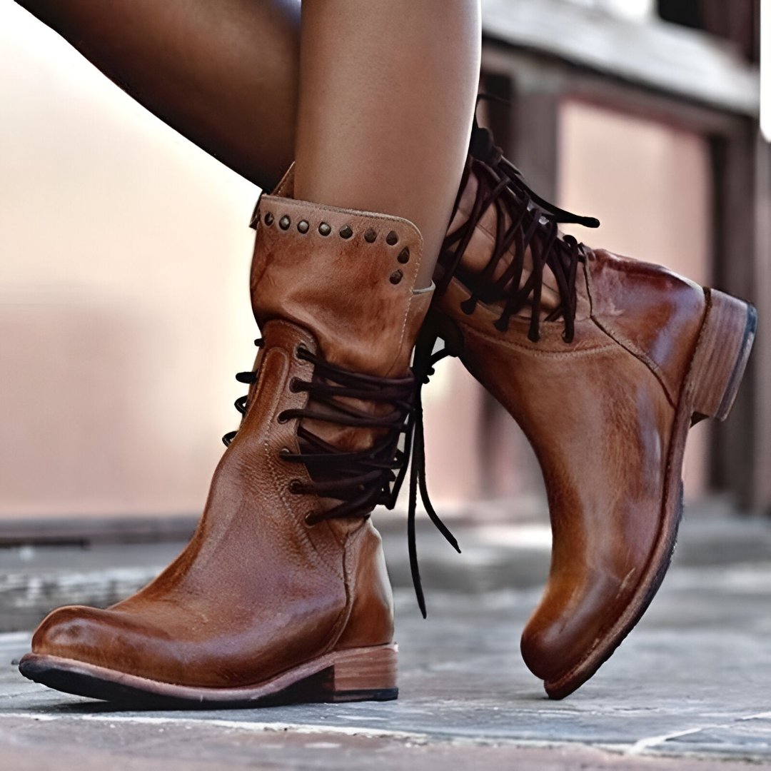 Ivyshape | Leather boots with laces