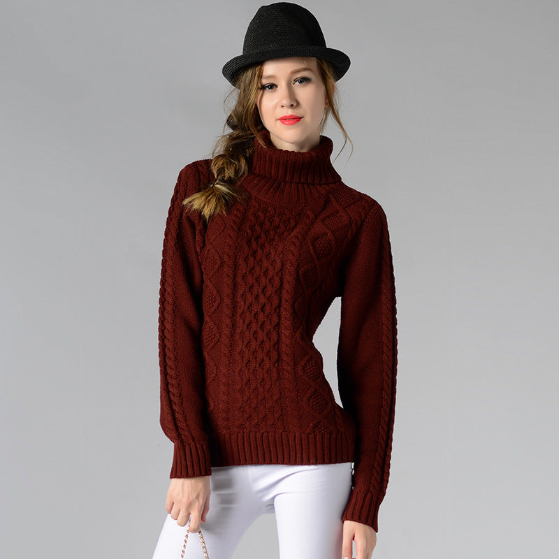 IvyShape | High collar twisted knit base sweater