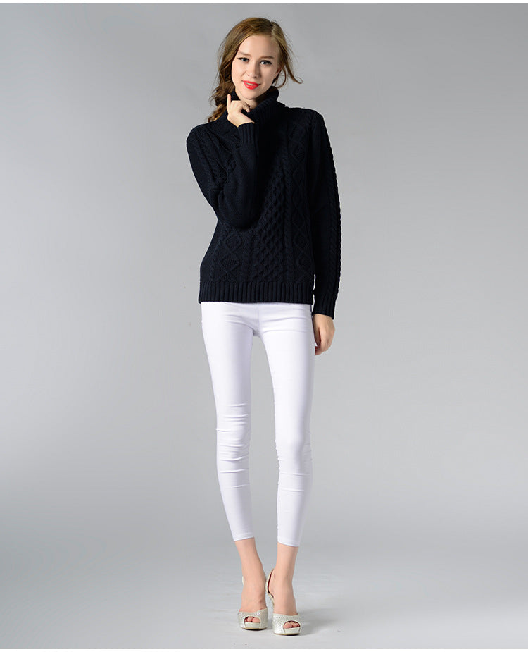 IvyShape | High collar twisted knit base sweater