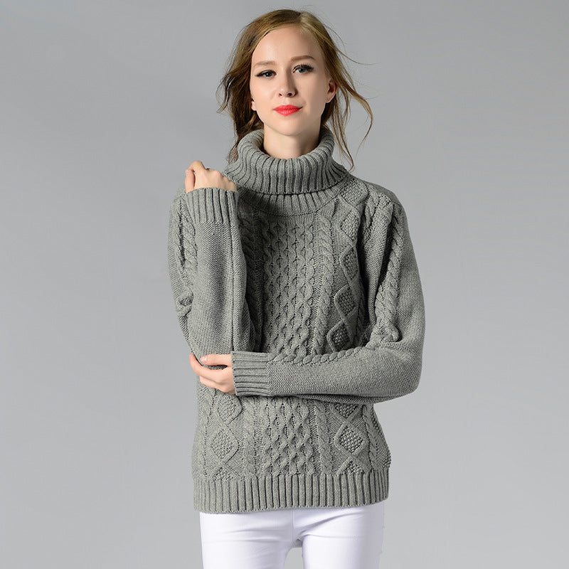 IvyShape | High collar twisted knit base sweater