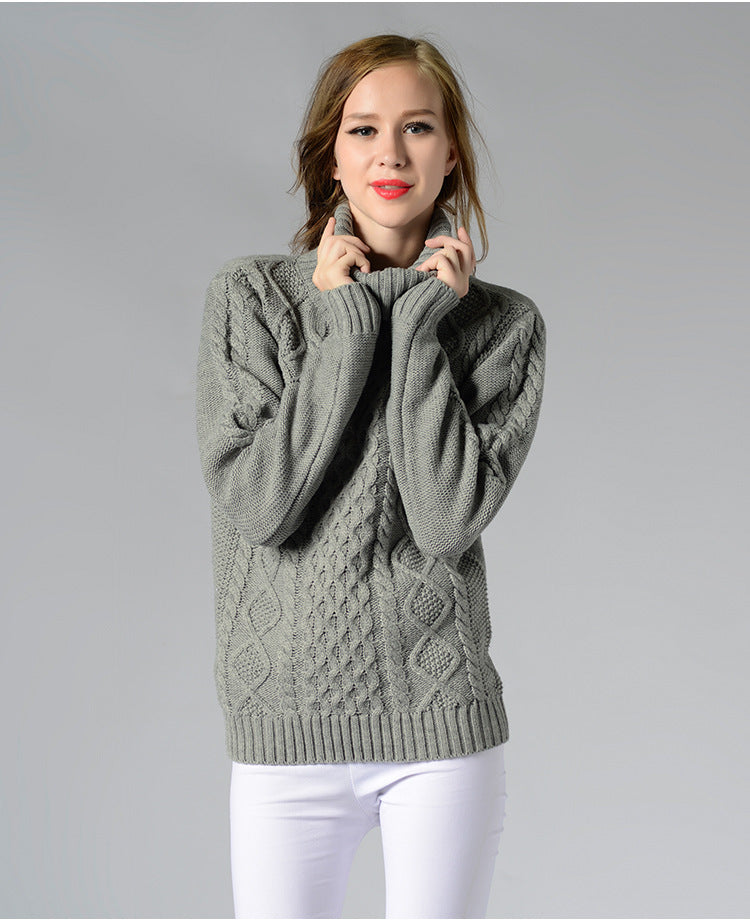 IvyShape | High collar twisted knit base sweater