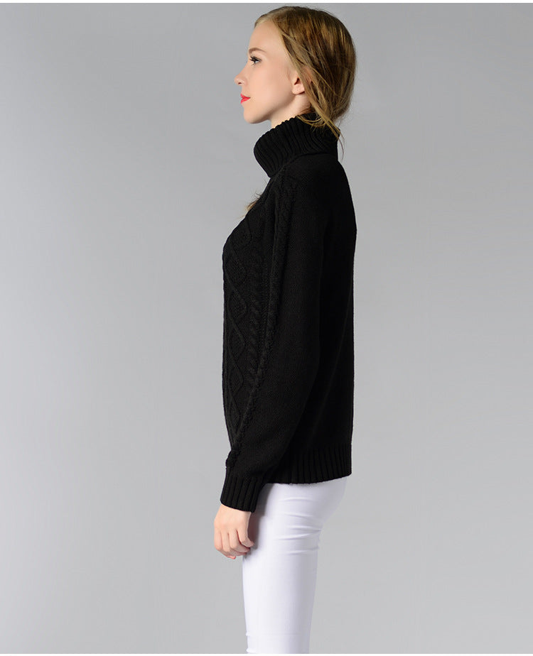 IvyShape | High collar twisted knit base sweater