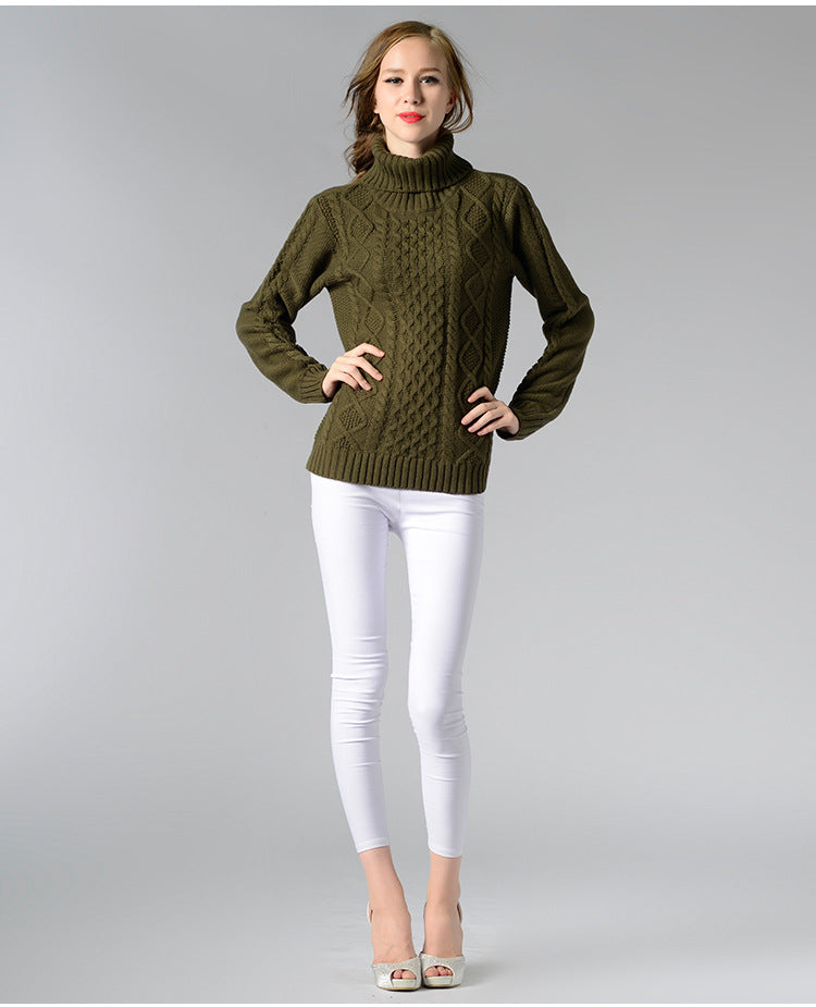 IvyShape | High collar twisted knit base sweater