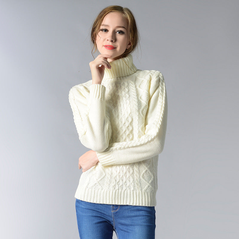 IvyShape | High collar twisted knit base sweater