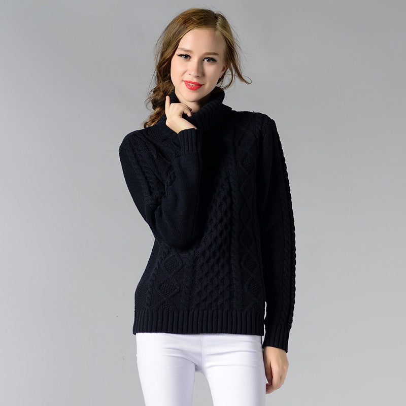 IvyShape | High collar twisted knit base sweater