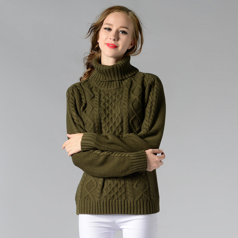 IvyShape | High collar twisted knit base sweater