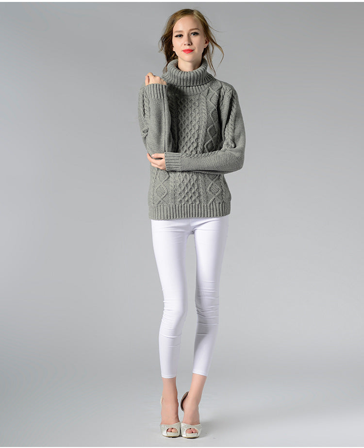 IvyShape | High collar twisted knit base sweater