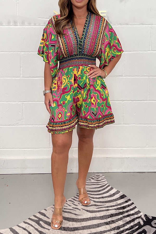 Ivyshape | Women's Boho Trendy Romper Colorful