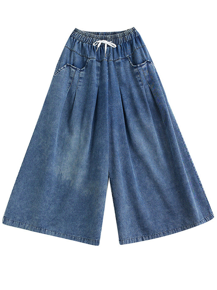 Blue Big Size Loose Wide Leg Jeans for Women