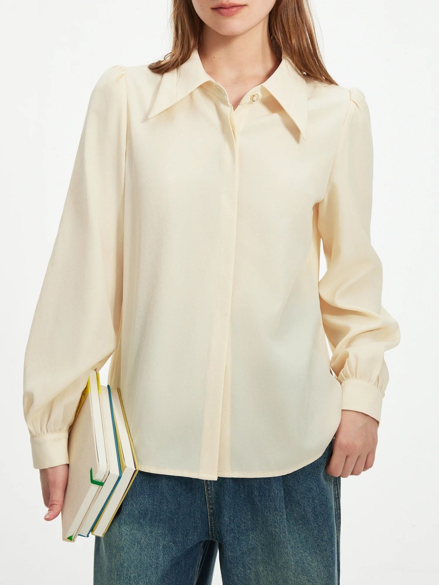 Stylish Puff-Sleeve Button-Up Blouse for Women