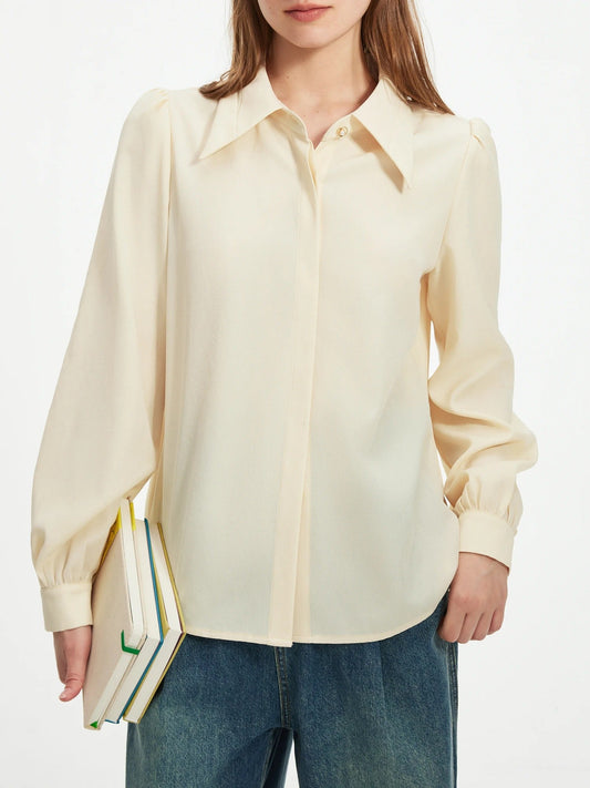 Stylish Puff-Sleeve Button-Up Blouse for Women