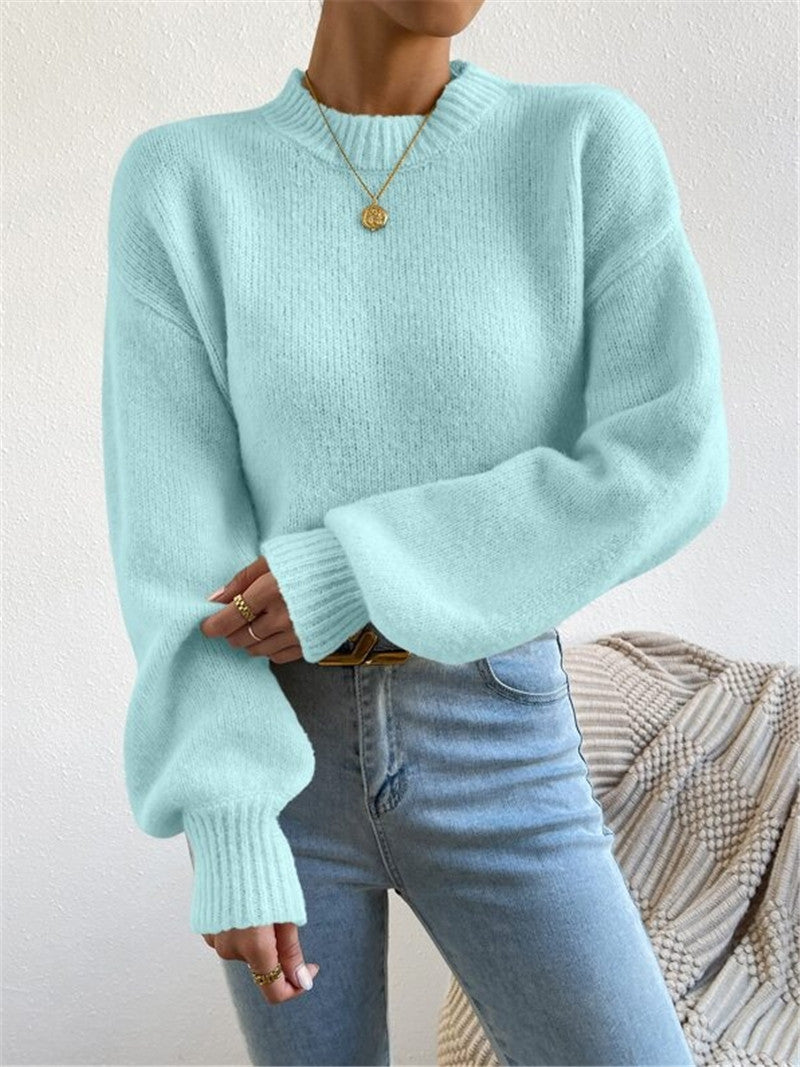 Ivyshape | Women's Long Sleeve Sweater with Stand-Up Collar