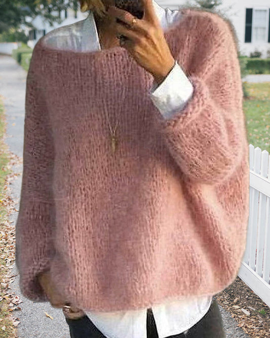 Ivyshape | Round Neck Color Pullover