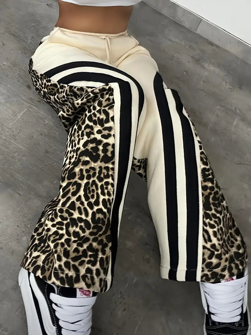 Ivyshape | Women's pants lined with fleece and leopard pattern