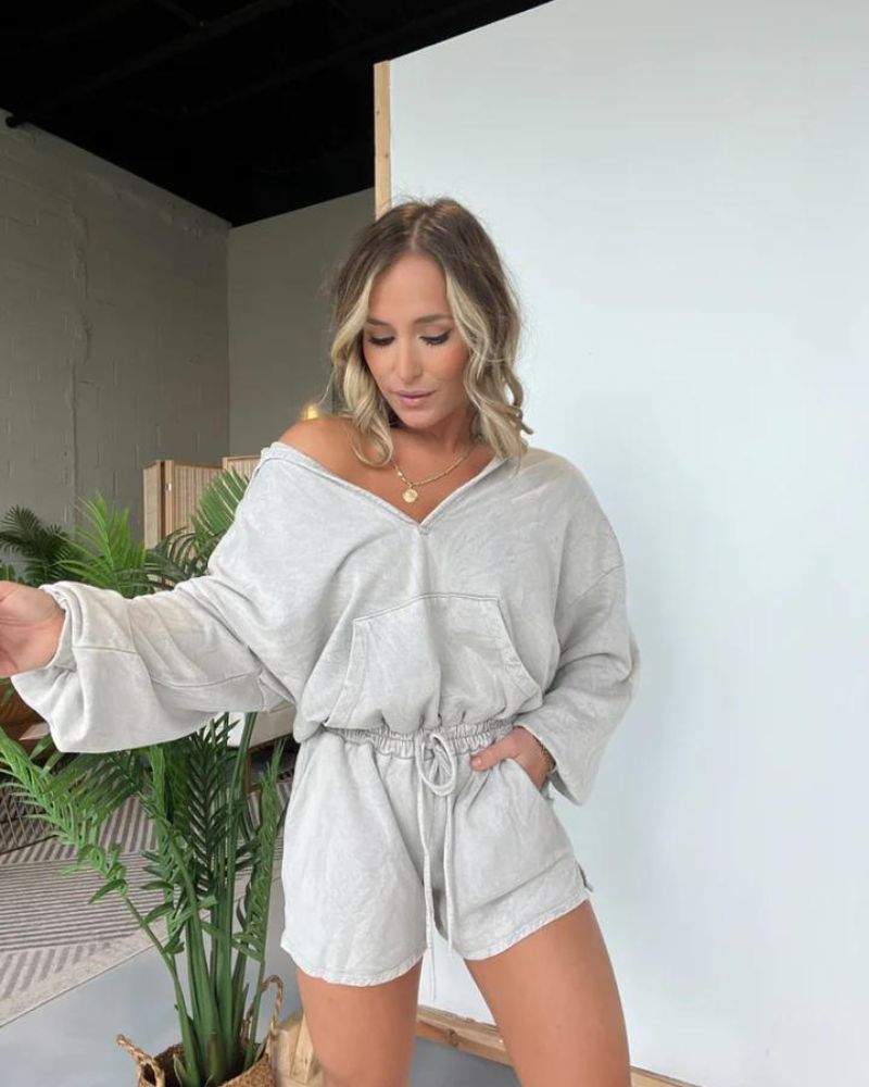 Ivyshape | Washed Hooded Romper