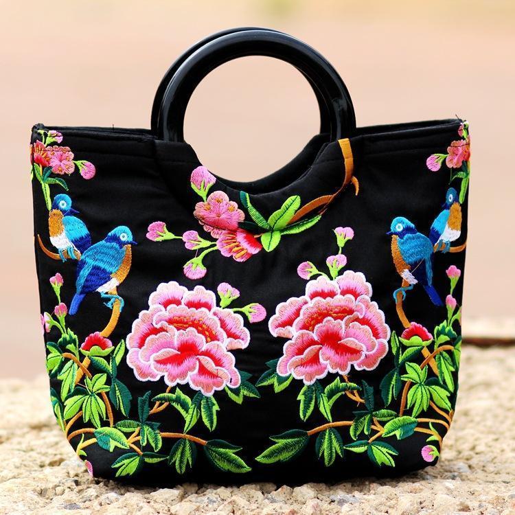 Style Embroidery Double-Sided Embroidery Portable Versatile Bag