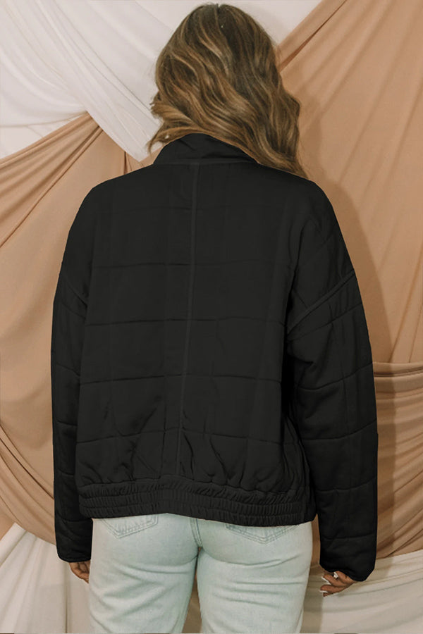 Ivyshape | Up Pocket Quilted Cropped Jacket