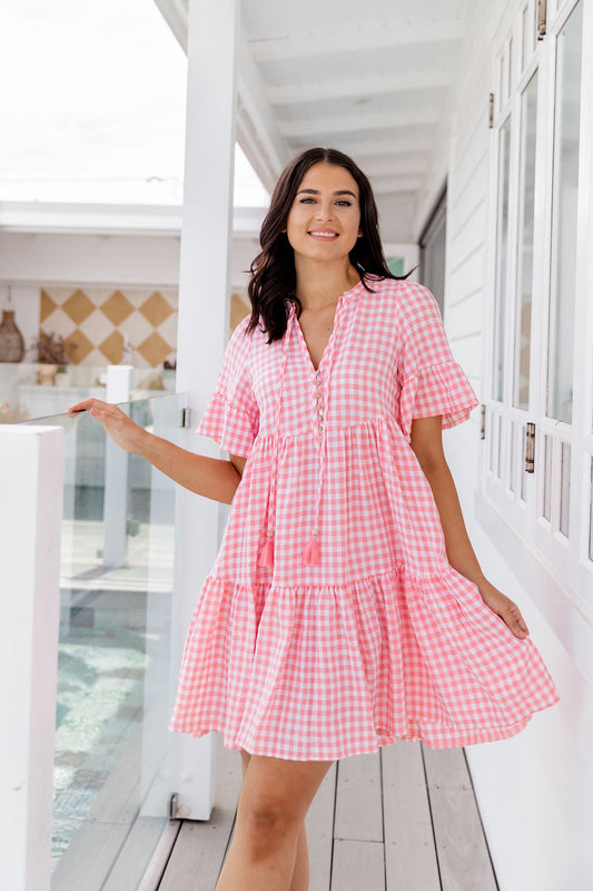 Emerson Dress - Light Blush Gingham