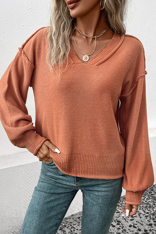 Ivyshape | Long Sleeve Solid Color Sweater