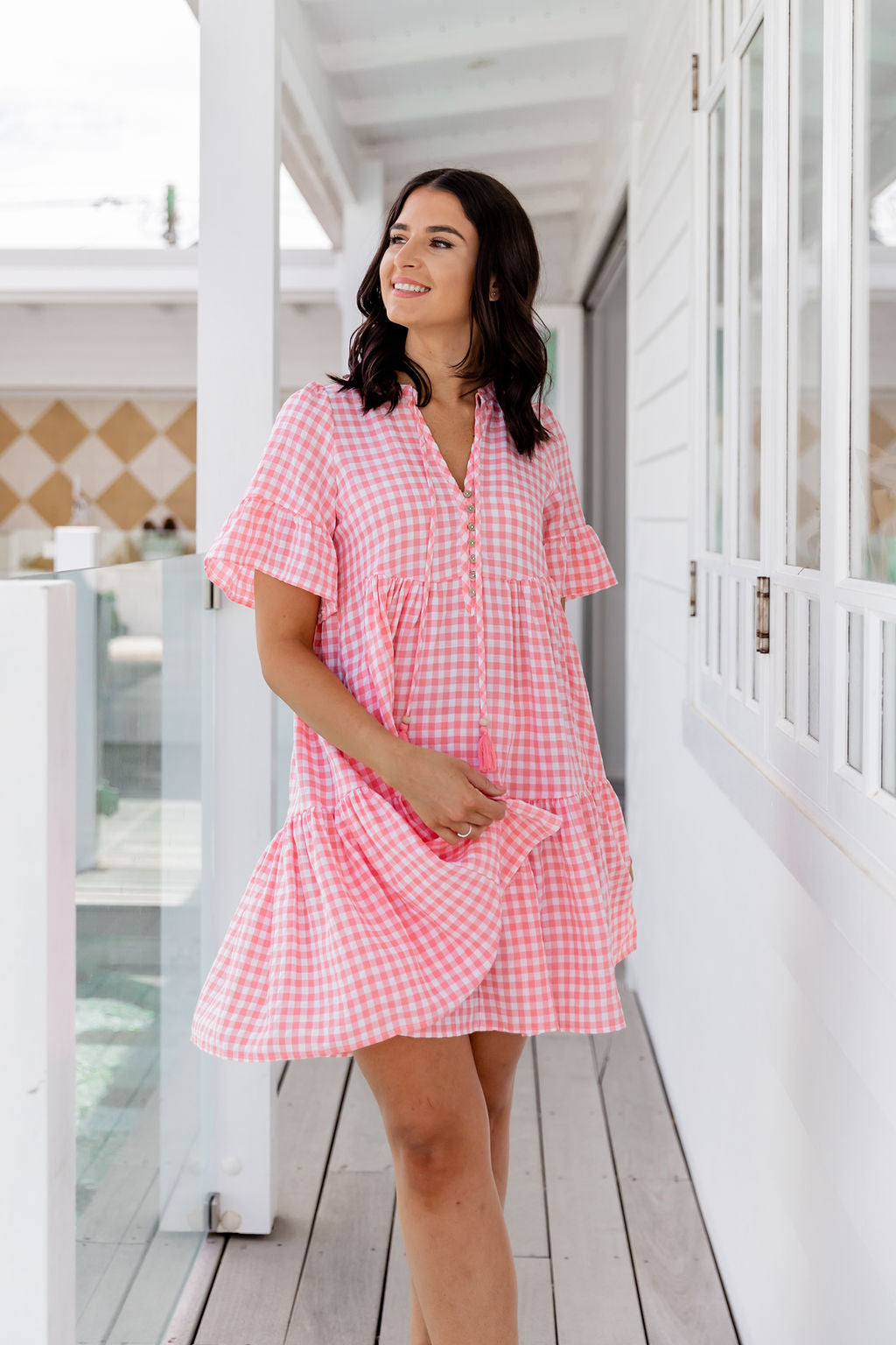 Emerson Dress - Light Blush Gingham