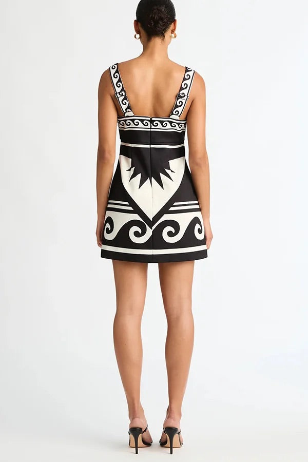 Ivyshape | The Coast Unique Print Sleeveless Square Neck Mini Dress