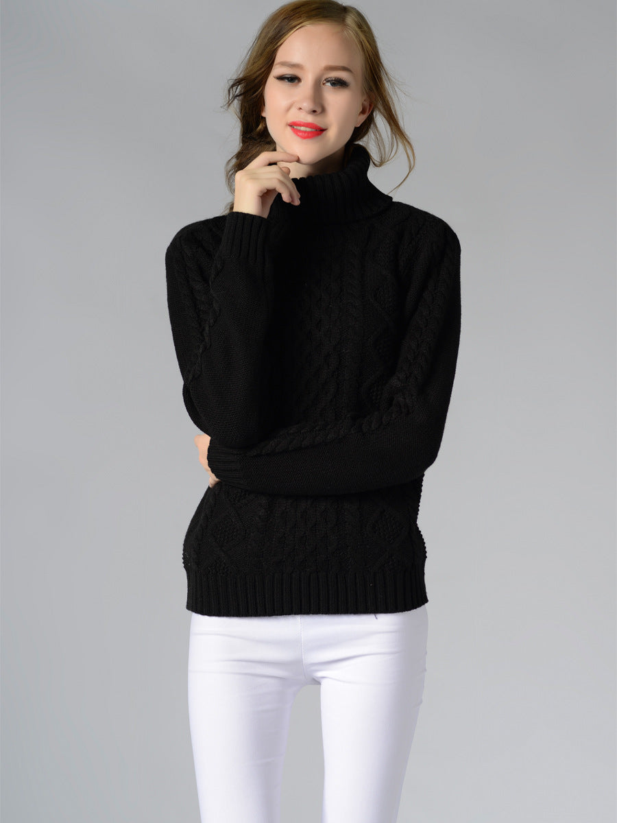 IvyShape | High collar twisted knit base sweater