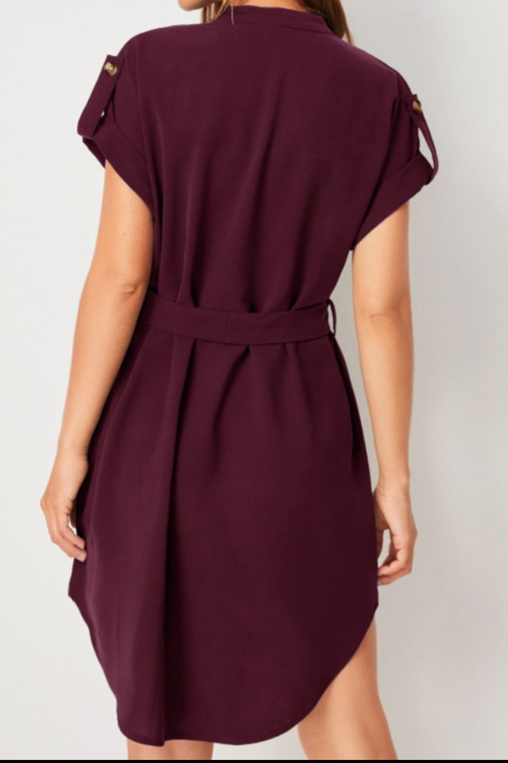 Ivyshape | Tied Notched Short Sleeve Dress