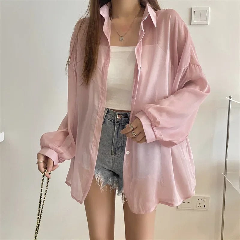 Chic Satin-Effect Button-Up Shirt for Women