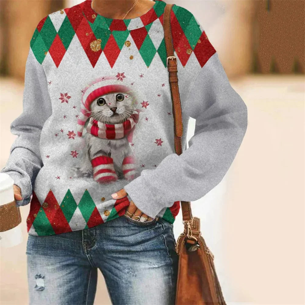 Ivyshape | Stylish 3D Christmas Design Jumper for Women