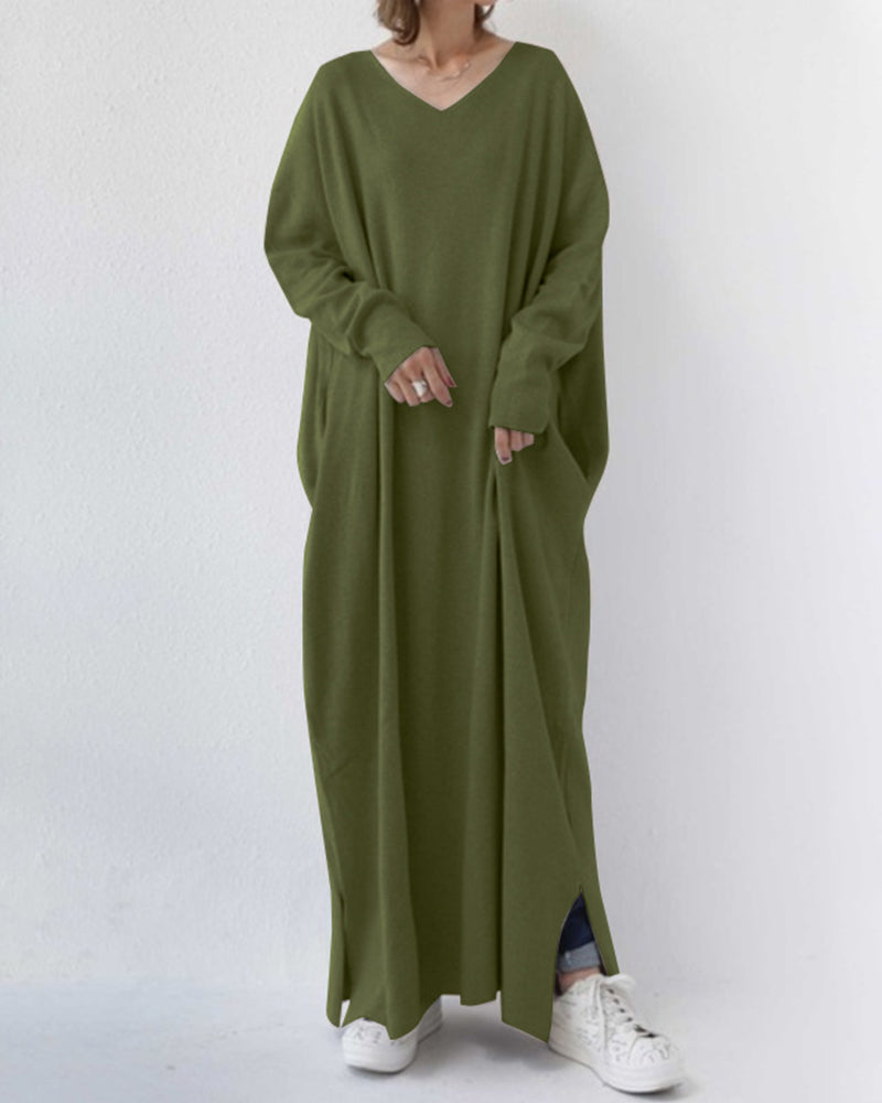 Ivyshape | Warm Full-Sleeve Long Dress for Women