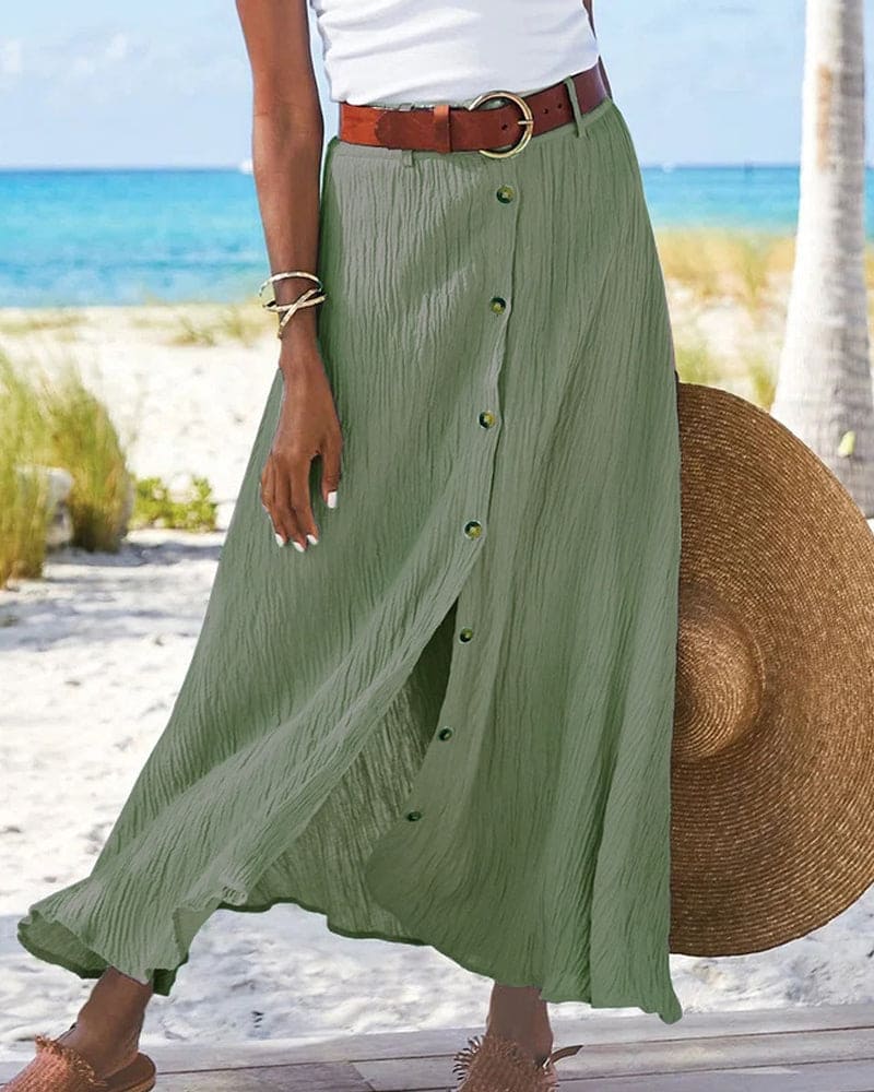 Ivyshape | Women's Maxi Skirt Buttoned