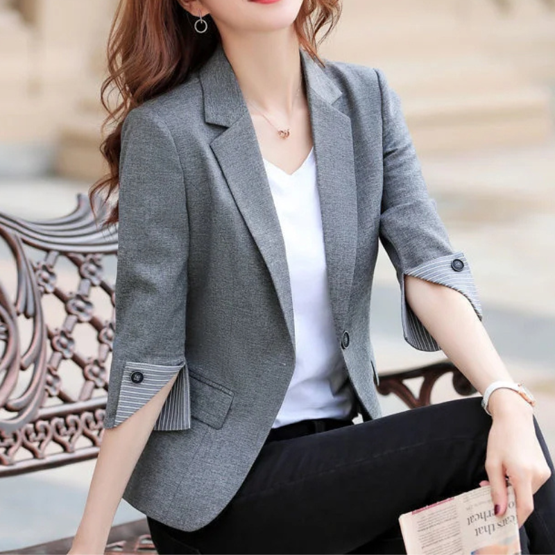 Ivyshape | Stylish 3/4 Sleeve Spring Blazer for Women