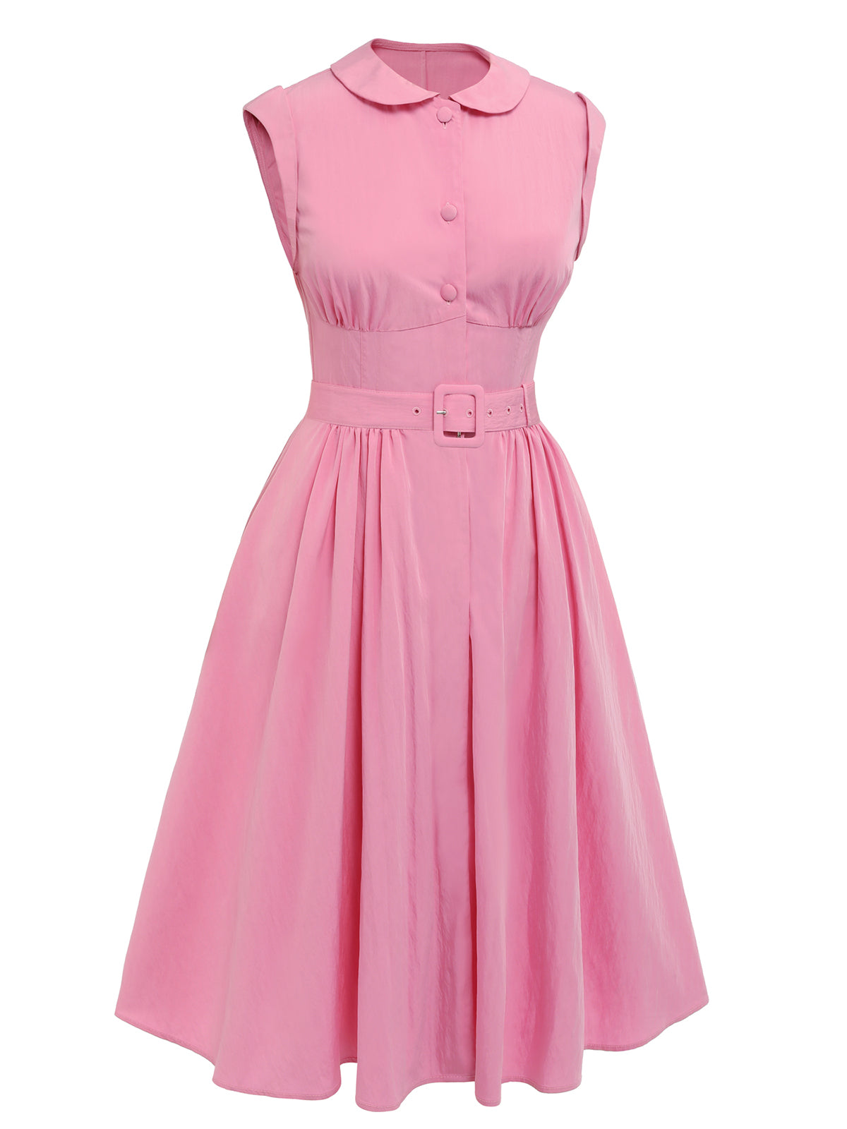 Pink Doll Collar Solid Dress