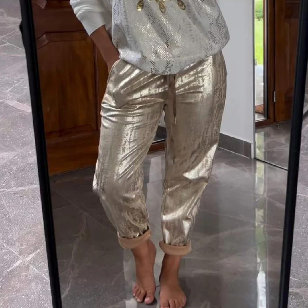 Ivyshape | Women's Sparkling Top And Trousers Set Glitter