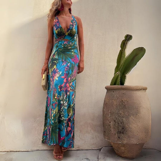 Ivyshape | Women's Tropical Dress Cross Back