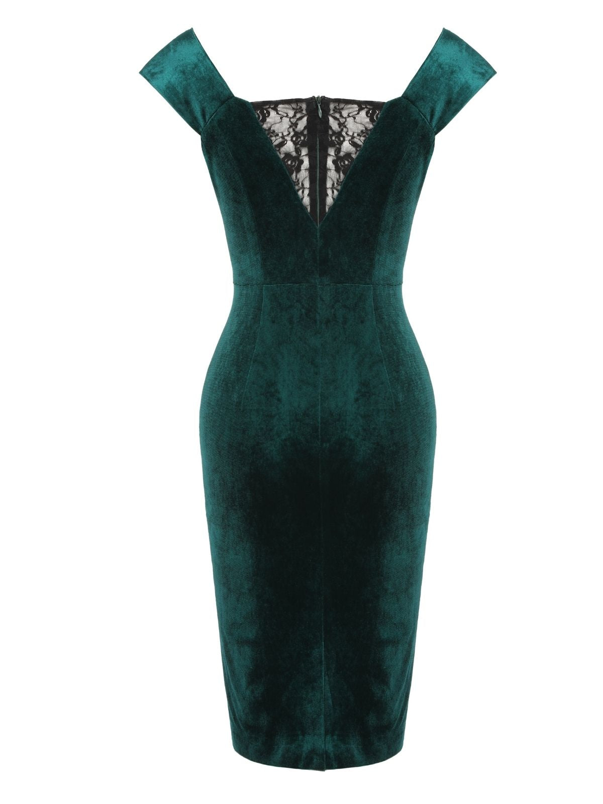 Green  Velvet Lace Patchwork Dress