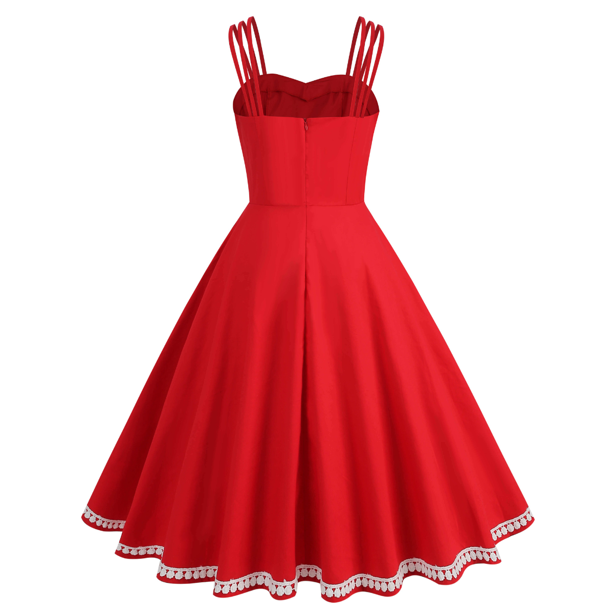 Red Lace Strap Swing Dress