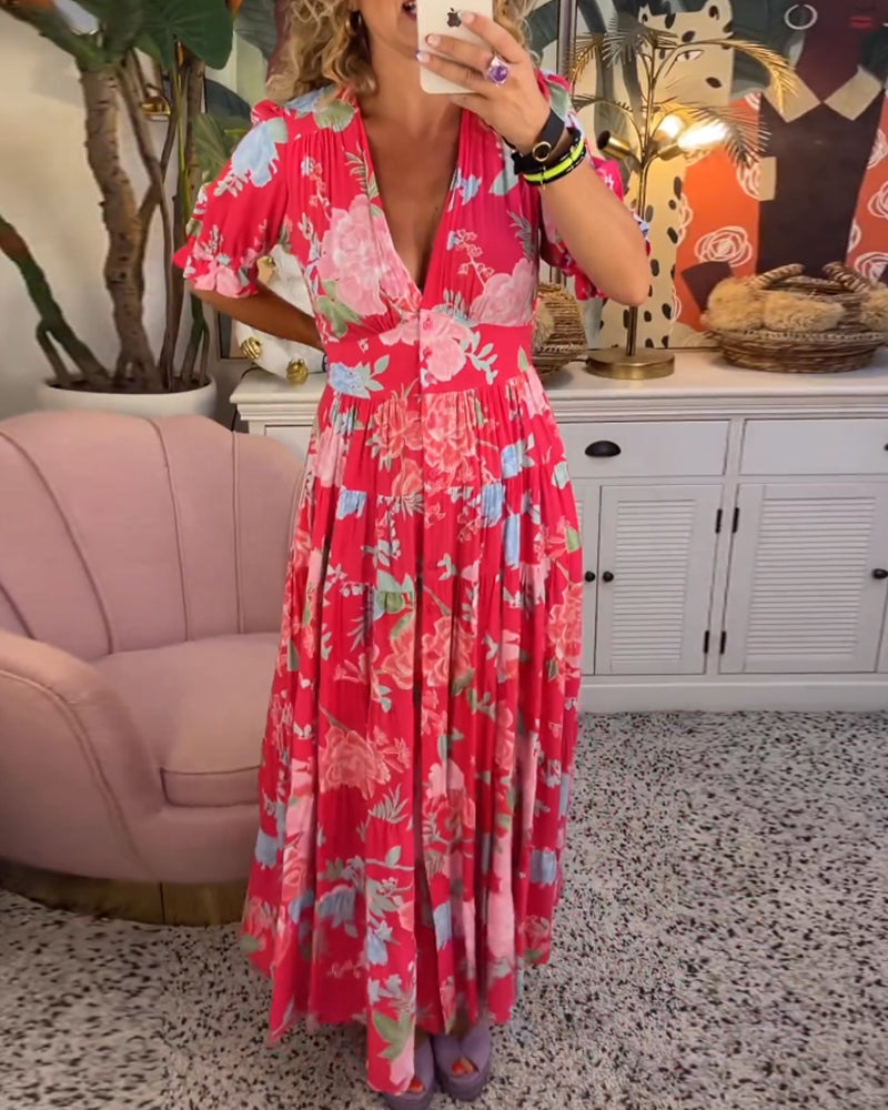 Ivyshape | Women's Floral Maxi Dress Summer