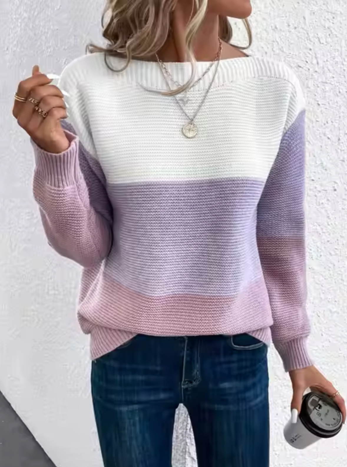 Ivyshape | Women's Three Colored Sweater