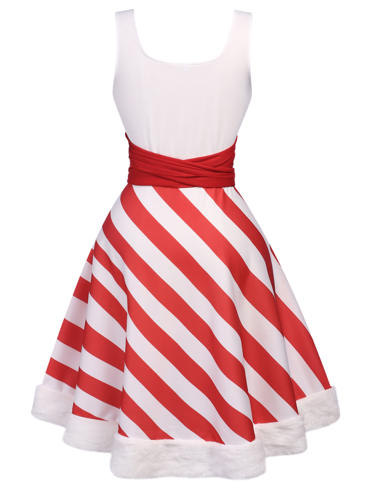 Red Stripes Bow Swing Dress