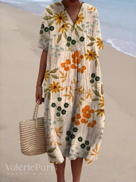 Ivyshape | Casual dress with floral print made of breathable cotton fabric